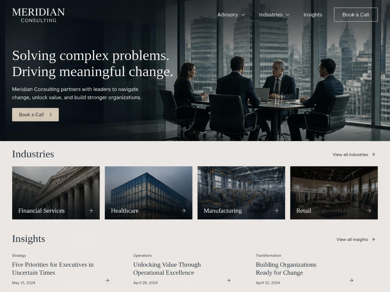 Meridian Consulting — Consulting website concept design by Evaro Aveline
