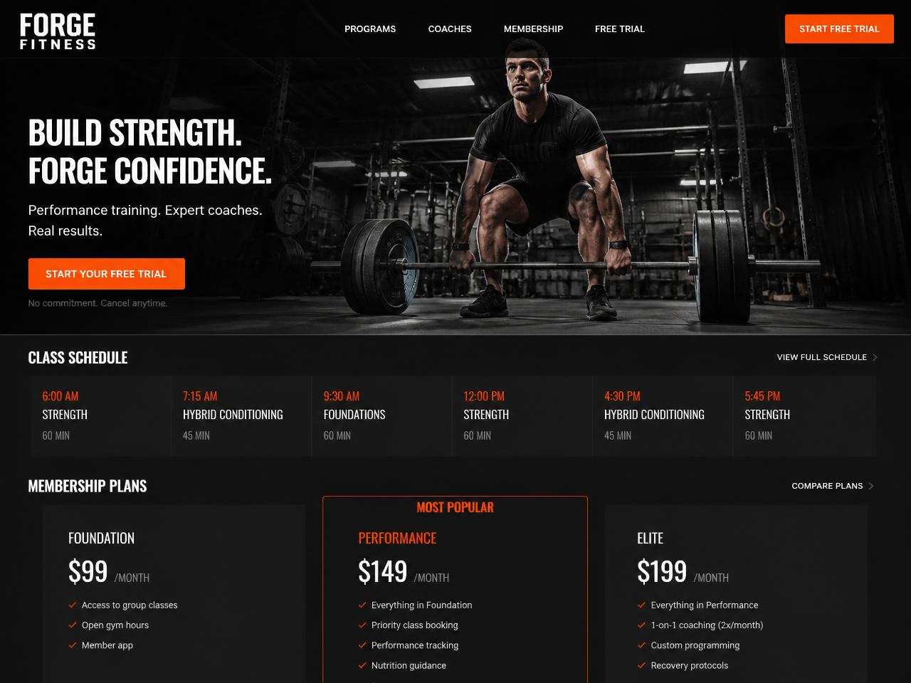 Forge Fitness — Fitness website concept design by Evaro Aveline