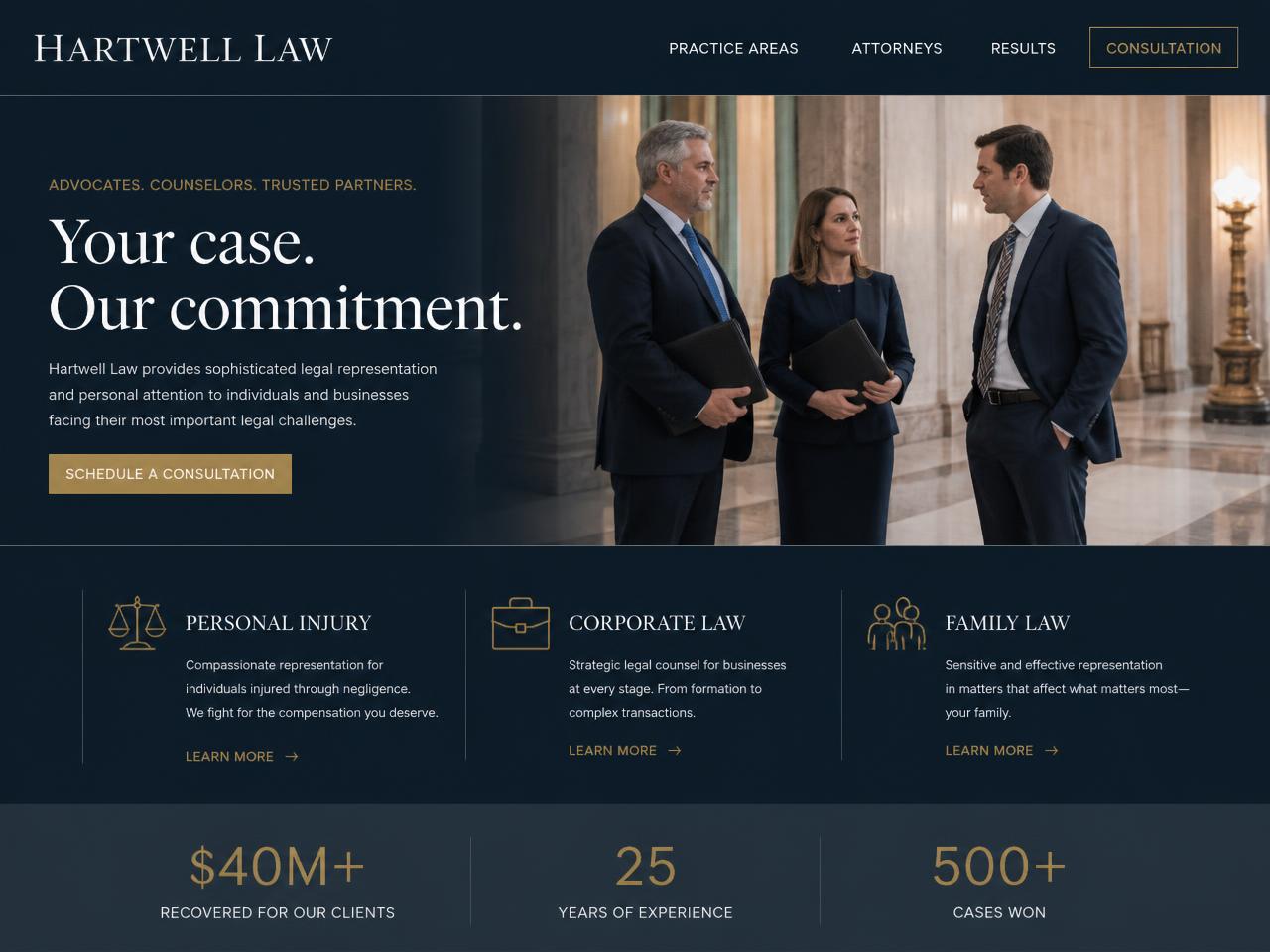 Hartwell Law — Law Firms website concept design by Evaro Aveline