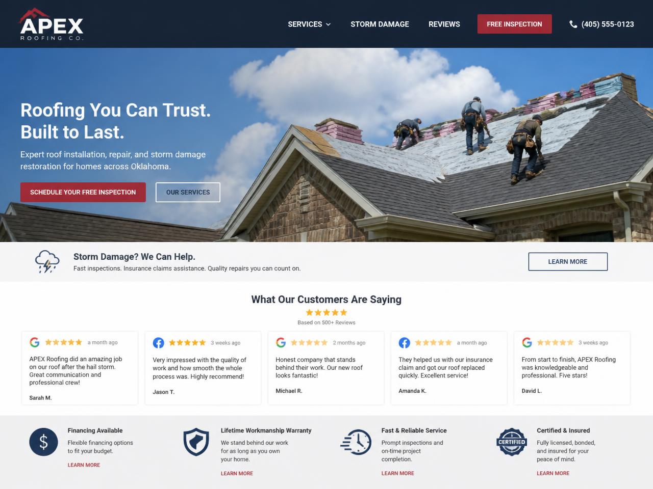 Apex Roofing Co. — Roofing website concept design by Evaro Aveline